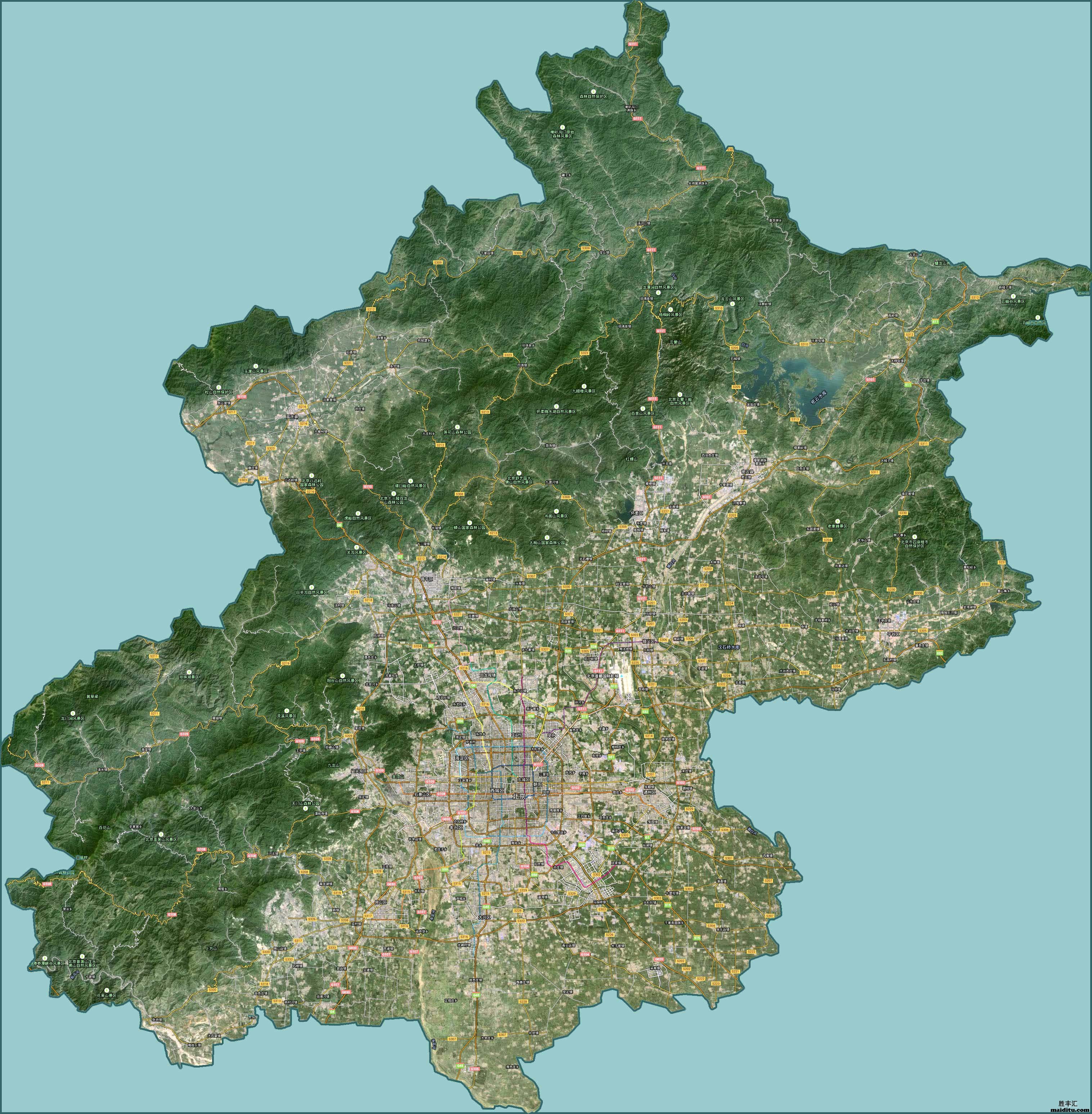 北京地形地貌卫星图